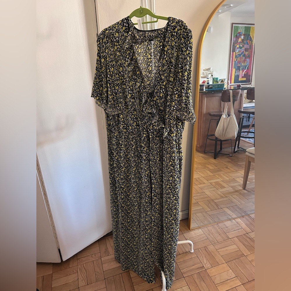 ASOS Curve Black and Yellow Floral Jumpsuit
